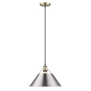 Orwell AB 1-Light Pendant - 14 in. in Aged Brass with Pewter Shade