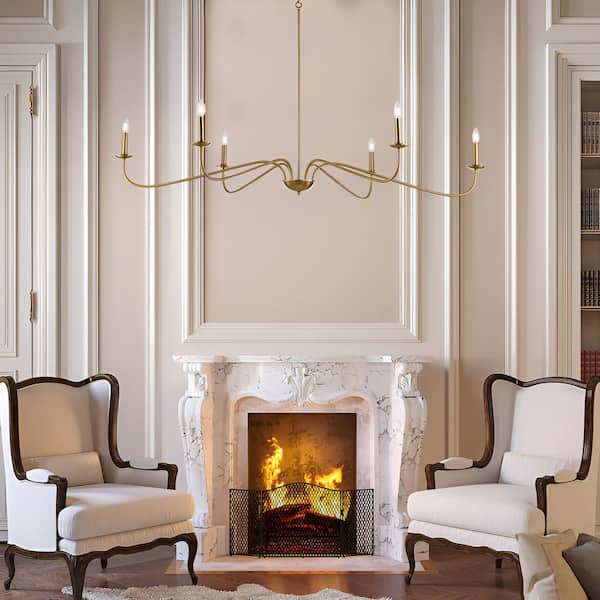 Astral 6-Light Gold Simple Elegant Candle Chandelier for Living