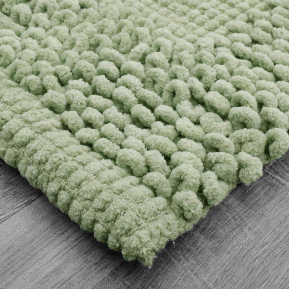 Sage Green Cotton Chenille Non-Slip Bath Mat Set