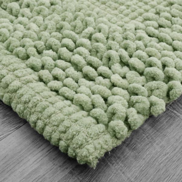 Sophie Border Sage Green 20 in. x 32 in. Cotton Plush 2-Piece Bathmat Set