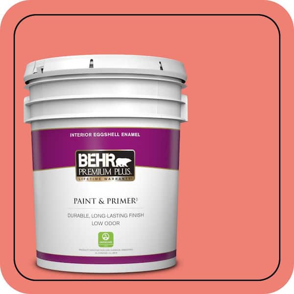 BEHR PREMIUM PLUS 5 gal. #170B-5 Youthful Coral Eggshell Enamel Low Odor Interior Paint & Primer