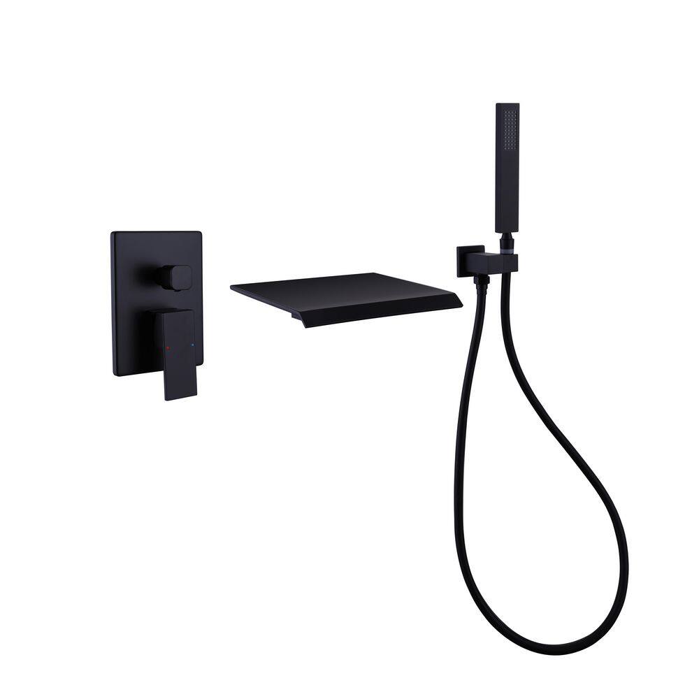 Single-Handle Wall-Mount Roman Tub Faucet with Hand Shower 3-Hole in. Matte Black price history on PriceWatchPro