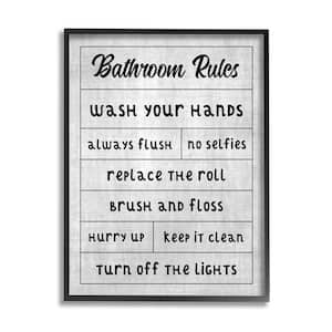 Bathroom Rules Checklist Design By CAD Designs Framed Typography Art Print 30 in. x 24 in.