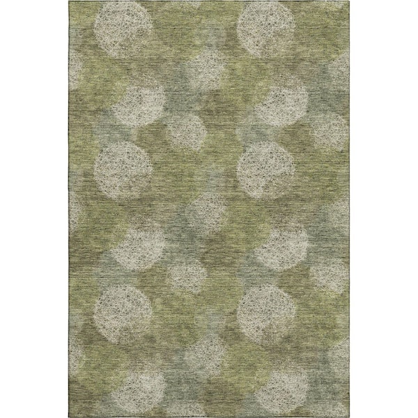Addison Rugs Mayfield Premium Machine Washable Abstract AMF977 Green 3 ft. x 5 ft. Area Rug