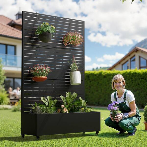SpassWay 6 ft. H x 4 ft. W Metal Planter Box Privacy Screen