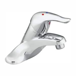 Chateau 4 in. Centerset Single Handle Low-Arc Bathroom Faucet, Red/Blue on Top/Under Spout in Chrome (No Drain Assembly)