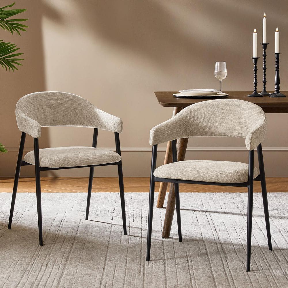 JAYDEN CREATION Andres Tan Polyester Modern Dinning Chair Set of 2