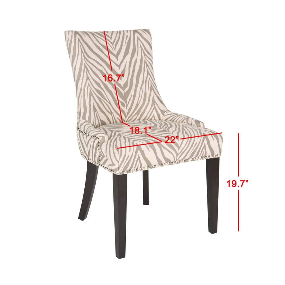 Lester Gray Zebra Linen Parsons Dining Chairs Set of 2