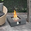 SUNRINX 28 in. x 9 in. Square Exterior Terrafab Propane Grey Fire Pit ...