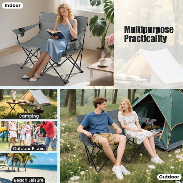 HONEY JOY Oversized Double Camping Chair 2-Person Outdoor Heavy