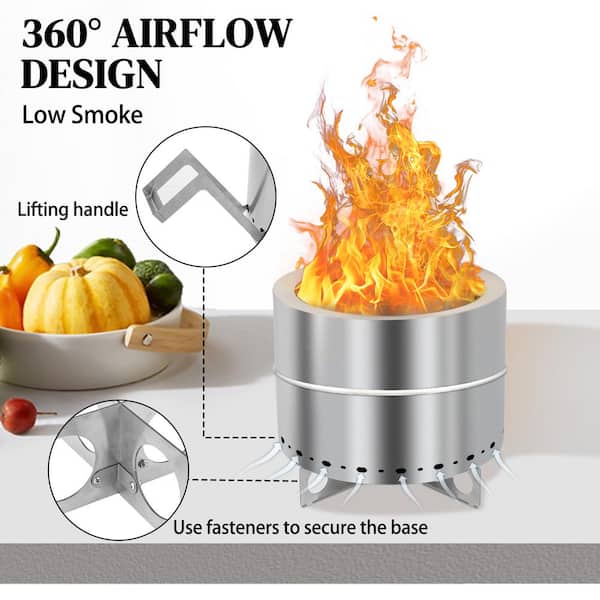 Winado 16.7 in. H Stainless Steel Smokeless Stove with