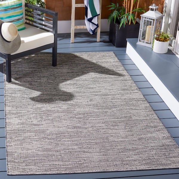 Hampton Black/Gray 6 ft. x 6 ft. Striped Zig-Zag Indoor/Outdoor Square Area Rug