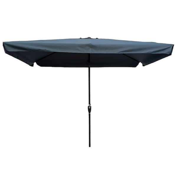FORCLOVER 10 ft. x 6.5 ft. Steel Market Tilt Patio Umbrella in Anthracite