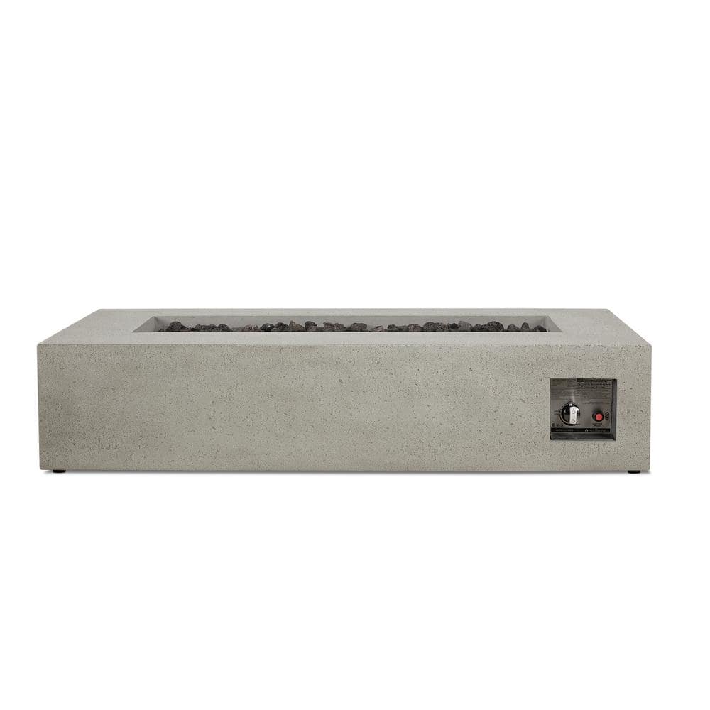 Gray Rectangular Glass Fiber Reinforced Concrete Gas Fire Pit Table