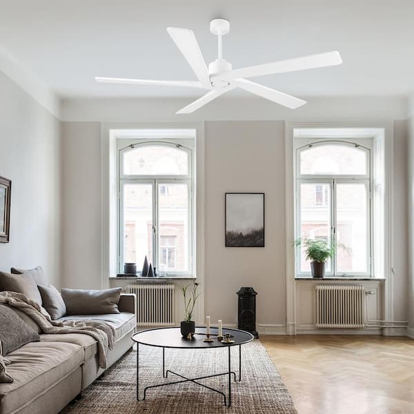 72 in. Indoor DC Ceiling Fan White without Lights