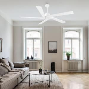 72 in. Indoor DC Ceiling Fan White without Lights