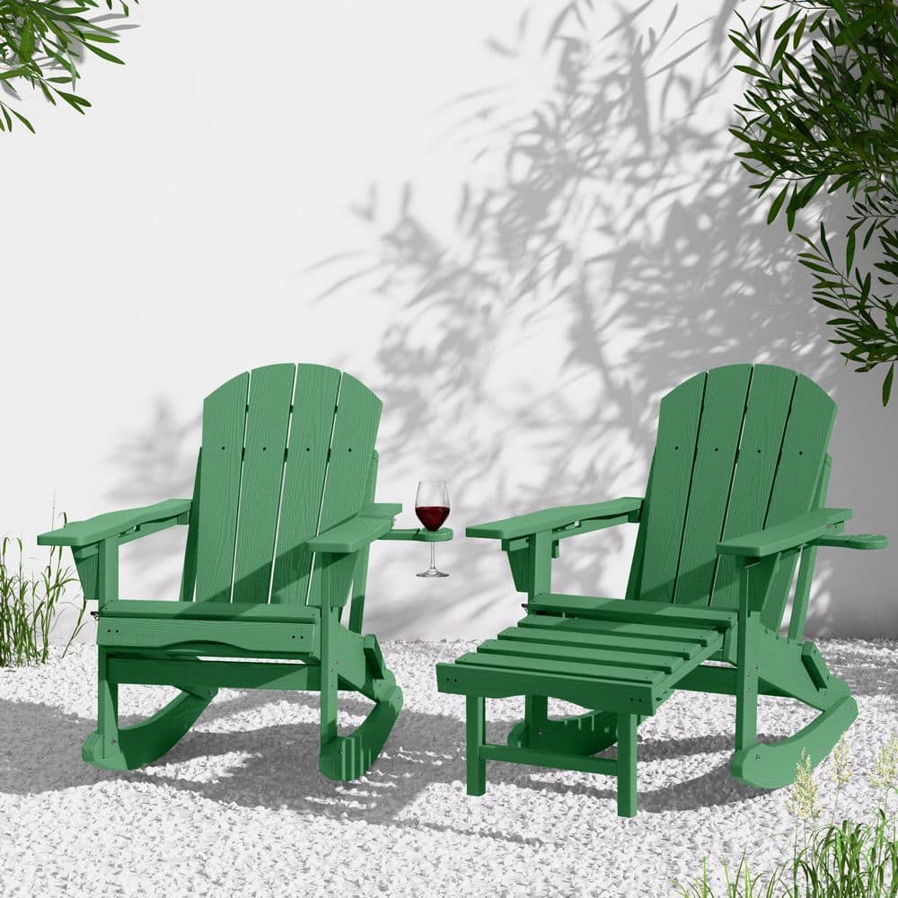 Dark Green Folding Adirondack Rocking Chair, 4-in-1