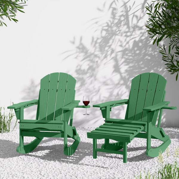 Dark Green Folding Adirondack Rocking Chair, 4-in-1