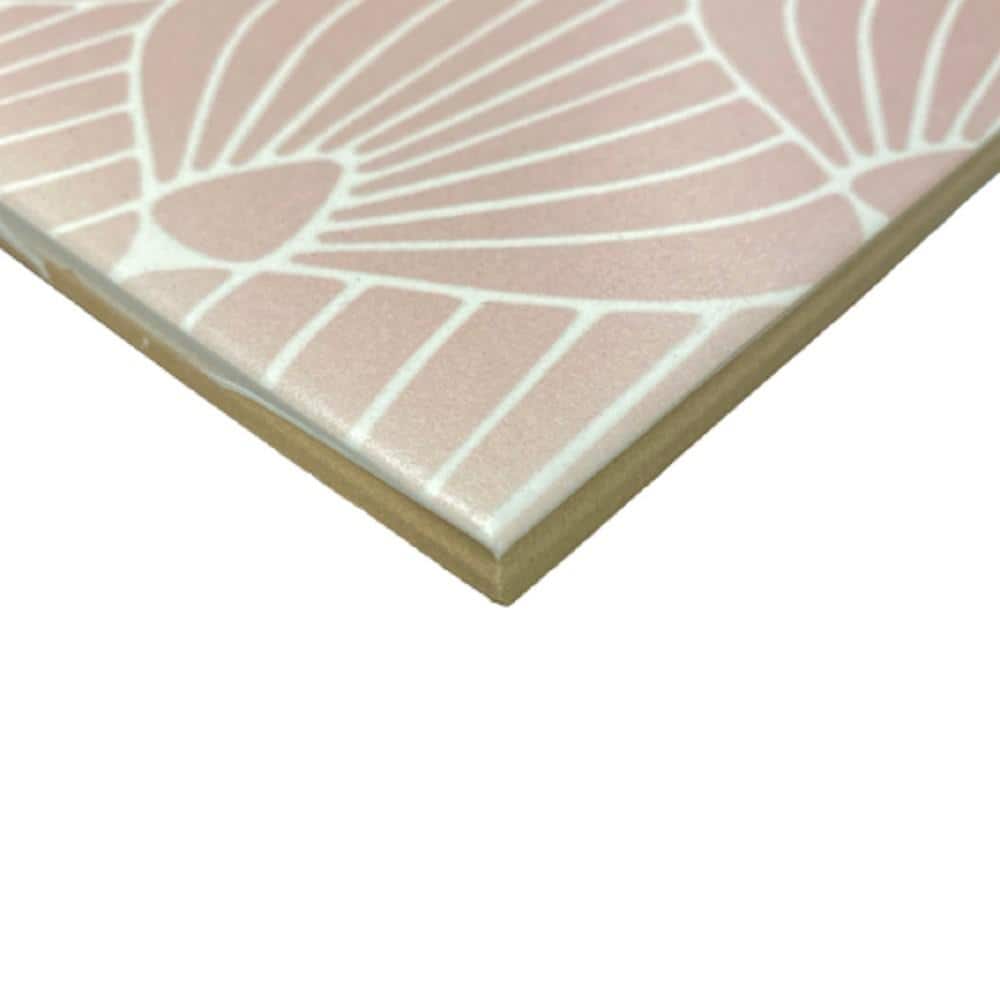 Epoque Shell Pink and White Matte Ceramic 8x8 Tile