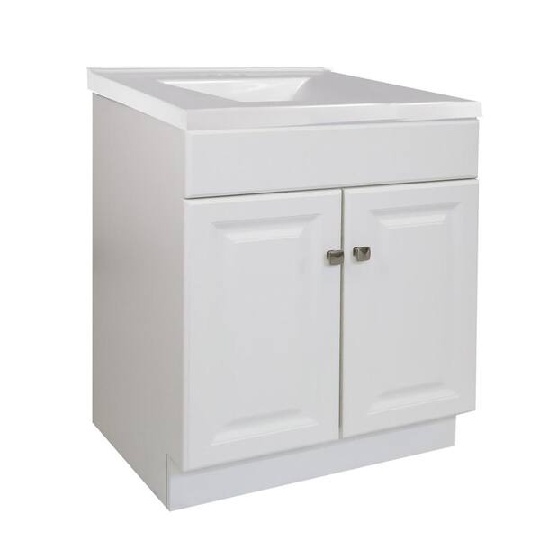 Design House 30 in. x 21 in. x 33.5 in. 2-Door Bath Vanity in White w/ 4 in. Centerset Solid White CM Contempo Vanity Top w/ Basin