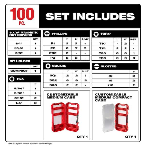 SHOCKWAVE Impact-Duty Alloy Steel Screw Driver Bit Set (100-Piece)