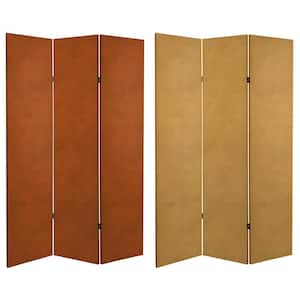 Leather Pattern Print 6 ft. Printed 3-Panel Room Divider