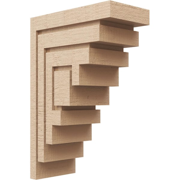 Ekena Millwork Classic Series 2 7 in. x 14 in. x 21 in. Landon Rough Cedar Woodgrain Timberthane Polyurethane Corbel in Primed Tan