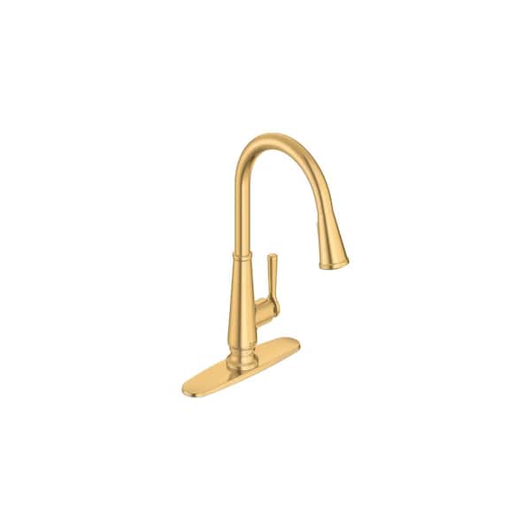 American Standard Palestra Single Handle Pull Down Sprayer Kitchen Faucet with Dual Spray in Brushed Cool Sunrise