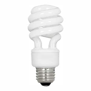 60-Watt Equivalent T3 Spiral Non-Dimmable E26 Medium Base CFL Compact Fluorescent Light Bulb, Soft White 2700K (48-Pack)