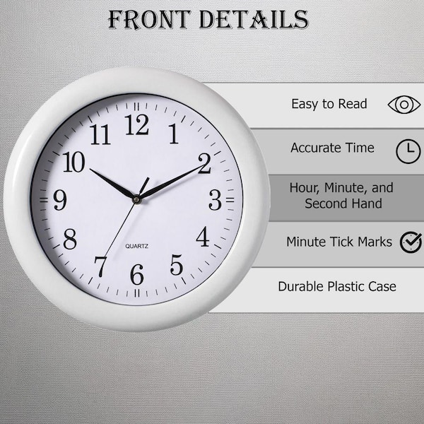 CLOCKSWISE White Round Decorative Classic Wall Clock For Living
