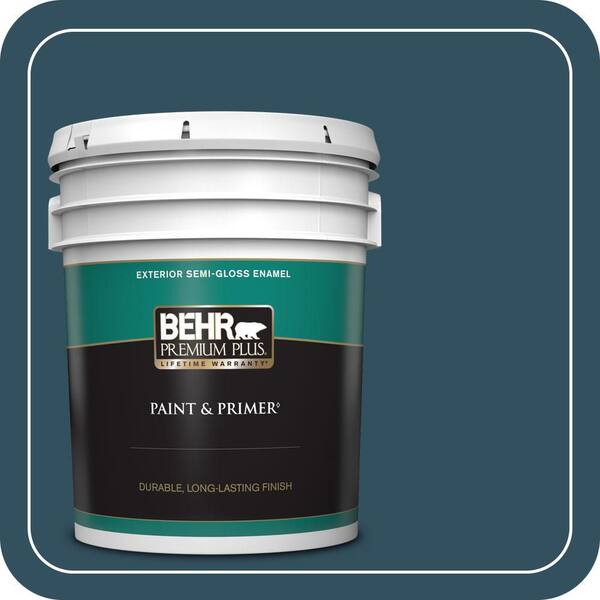 BEHR PREMIUM PLUS 5 gal. #540F-7 Velvet Evening Semi-Gloss Enamel Exterior Paint & Primer