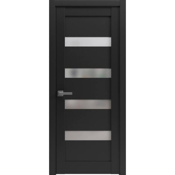 Sartodoors 4113 42 in. x 84 in. Right-Hand/Inswing Solid Frosted Glass Black Matte Single Prehung Interior Door with Hardware