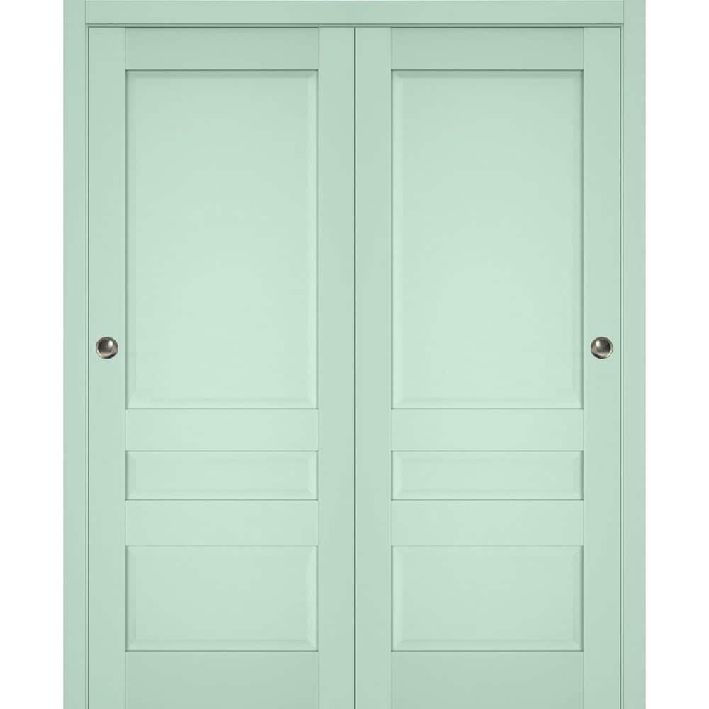 Assembly Required 84 in. x 84 in. 2 Panel Oliva Finished Solid Wood Sliding Door with Hardware price history on PriceWatchPro