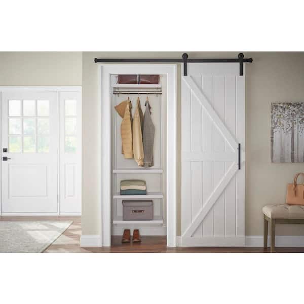 Everbilt Genevieve 8 ft. Gray Adjustable Closet Organizer Double Long and Short Hanging Rod with 3 Shelves and 6 Drawers