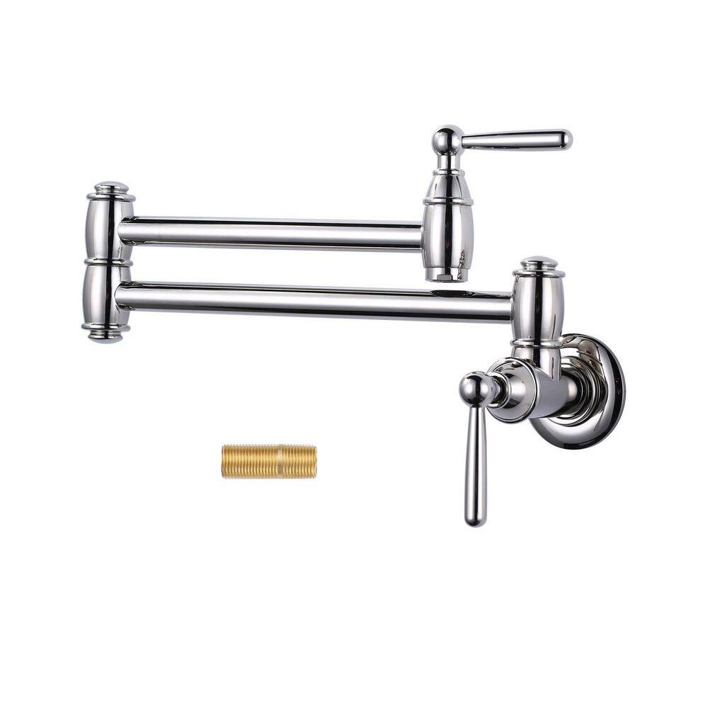 Stainless Steel Wall-Mounted Commercial Kitchen Faucet 360° Swivel for Sinks Coffee Bars in Polished Nickel price history on PriceWatchPro