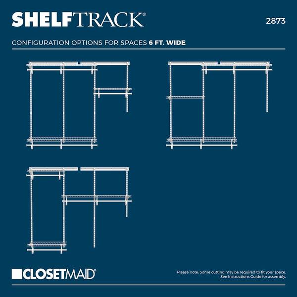 ClosetMaid ShelfTrack 49 - 96 in. W White Reach-In Wall Mount 3-Shelf Wire  Closet System Organizer Kit 2075 - The Home Depot
