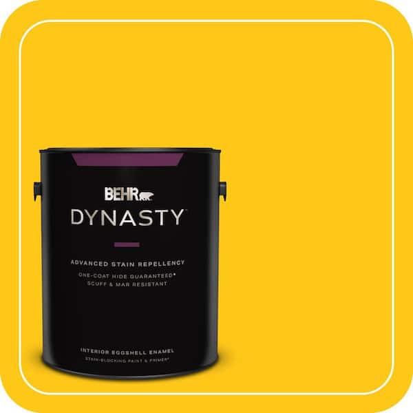 BEHR DYNASTY 1 gal. #P300-7 Unmellow Yellow Eggshell Enamel Interior Stain-Blocking Paint & Primer