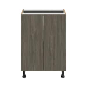 Medora textured Slab Walnut Assembled Base Kitchen Cabinet with 2 Full Height Doors (24 in. W x 34.5 in. H x 24 in. D)