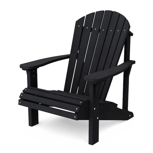 Wildridge Heritage Black HDPE Plastic Outdoor Sunrise Adirondack Chair