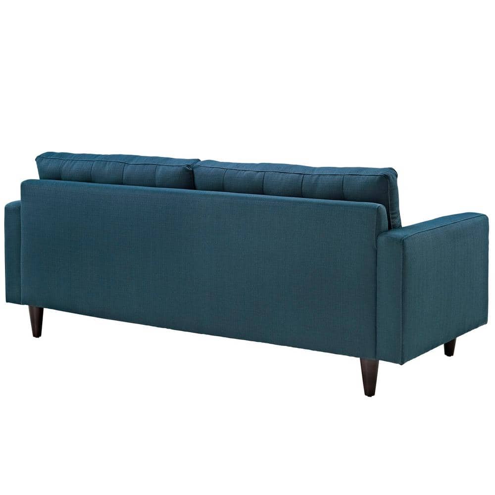 Empress Azure Fabric Tufted Sofa with Removable Cushions