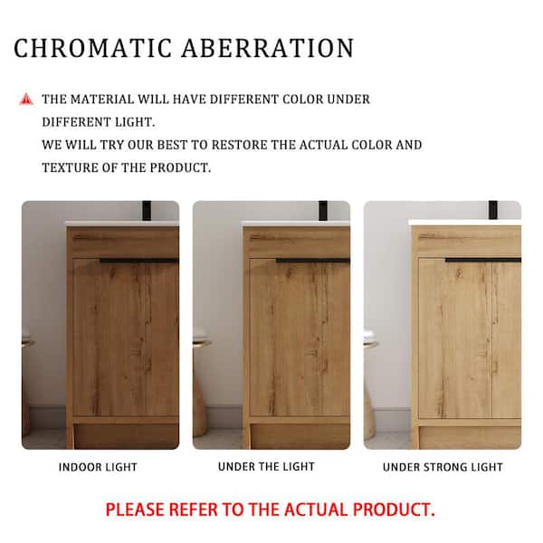 24 in. W Freestanding Bath Vanity in Imitative Oak with White Ceramic Top