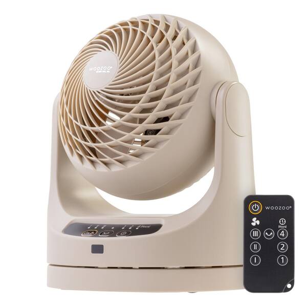  Woozoo 6.2 in. 3 Speed Oscillating Vortex Desk Fan with Remote Control, Latte