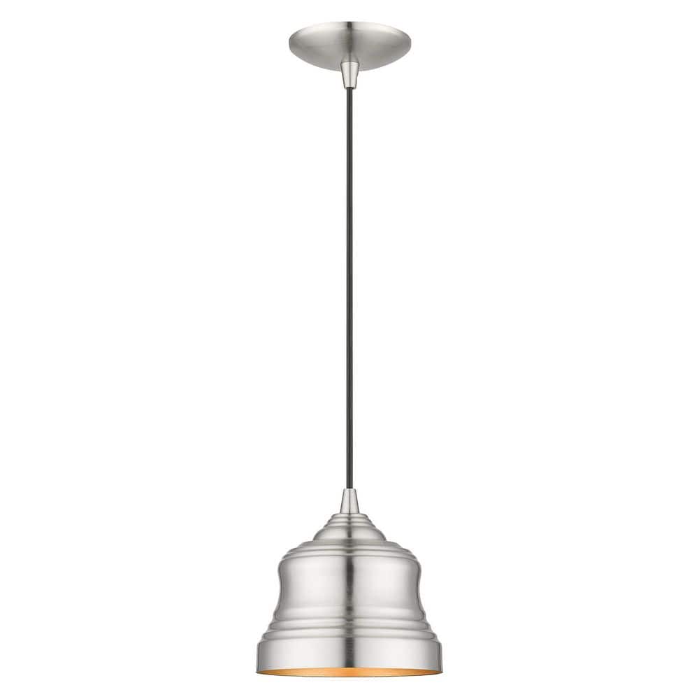 Downing 60-Watt 1 Light Brushed Nickel Bell Mini Pendant Light with Steel Shade , No Bulbs Included price history on PriceWatchPro
