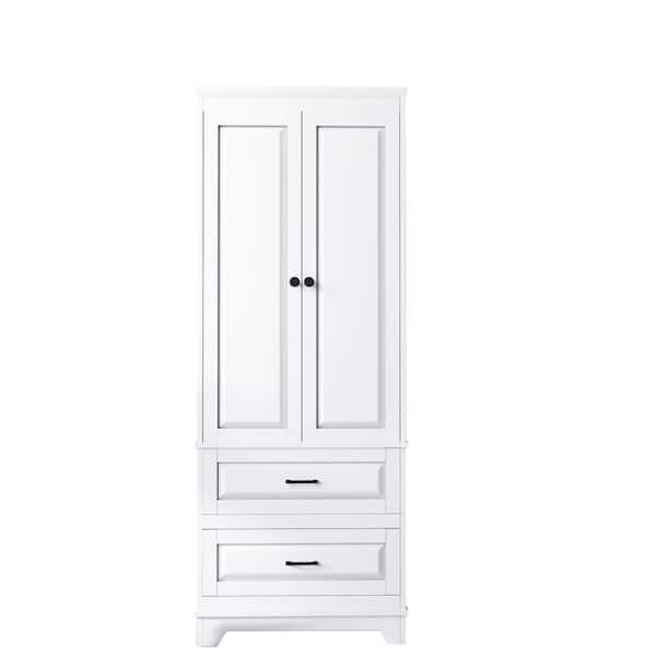 HwoamneT Naples 18.58 in. W x 27.22 in. D x 72.83 in. H White Linen Cabinet with 2-Doors and 2-Drawers