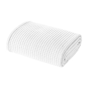 100% Cotton Waffle Thermal Blankets White Queen