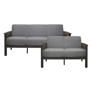 Copley 71.5 in. W. Straight Arm Textured Fabric Rectangle 2-Piece Living Room Sofa Set in Gray