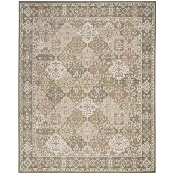 Nourison Grafix Green 8 ft. x 10 ft. Center medallion Traditional Area Rug