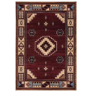 Cottage Pelican Park Burgundy 2 ft. 7 in. x 4 ft. 2 in. Area Rug