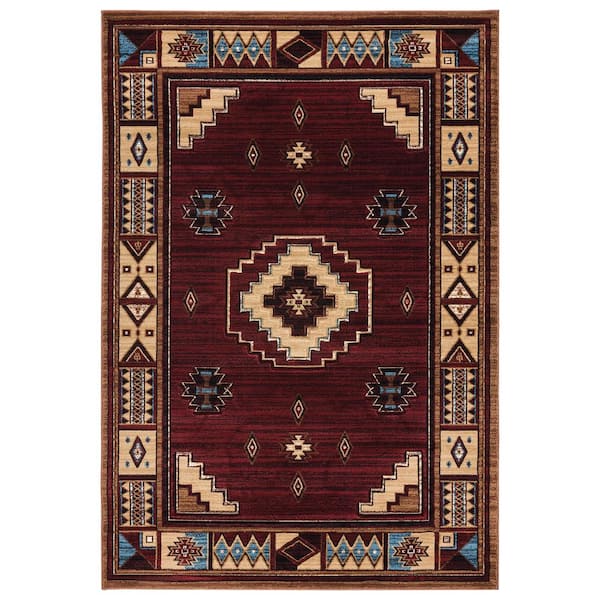 United Weavers Cottage Pelican Park Burgundy 2 ft. 7 in. x 4 ft. 2 in. Area Rug