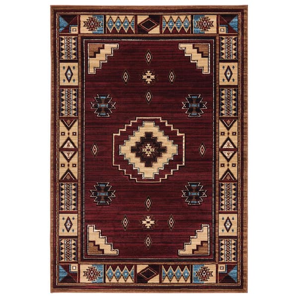 Cottage Pelican Park Burgundy 5 ft. 3 in. x 7 ft. 6 in. Area Rug